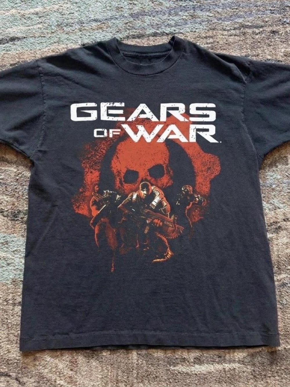 Gildan Black Tee with Red & White Gears of War Print